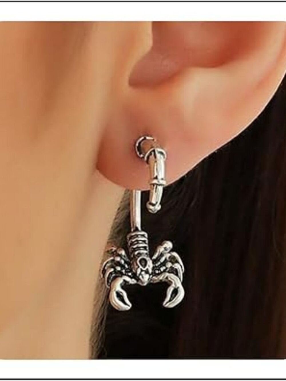 Silver Scorpion Earrings Cool Punk Goth Rock Look